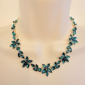 NWT J. Crew Green Crystal Leaf Necklace
